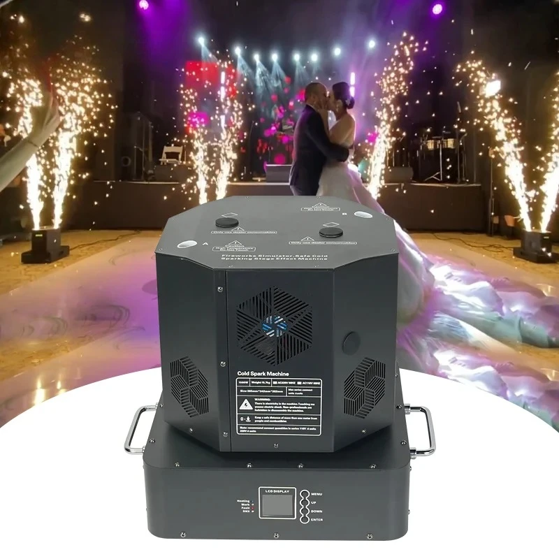 Wireless DMX Cold Spark Machine Black Double Moving Head Rotating Stage Spark Effect Machine For Wedding
