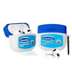 3D Vaseline Designer Silikonhülle für Airpods 1 2 3 Pro 2 4 Bluetooth-Kopfhörerabdeckung für Airpods Ladebox Hülle mit Haken