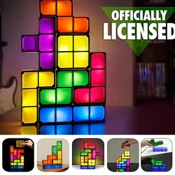 DIY Stackable Night Light LED Puzzle Kids Gift 7 Colors 3D Tangram Light Home Bedroom Desk Lamp Kid Teen Ideal Girl/Boy Birthday