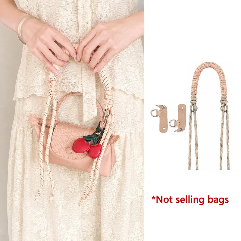 Braided Handle Strap For Long-champ Mini Bag woven Handbag Short Handle Replacement No Punching Bag Modification Accessories