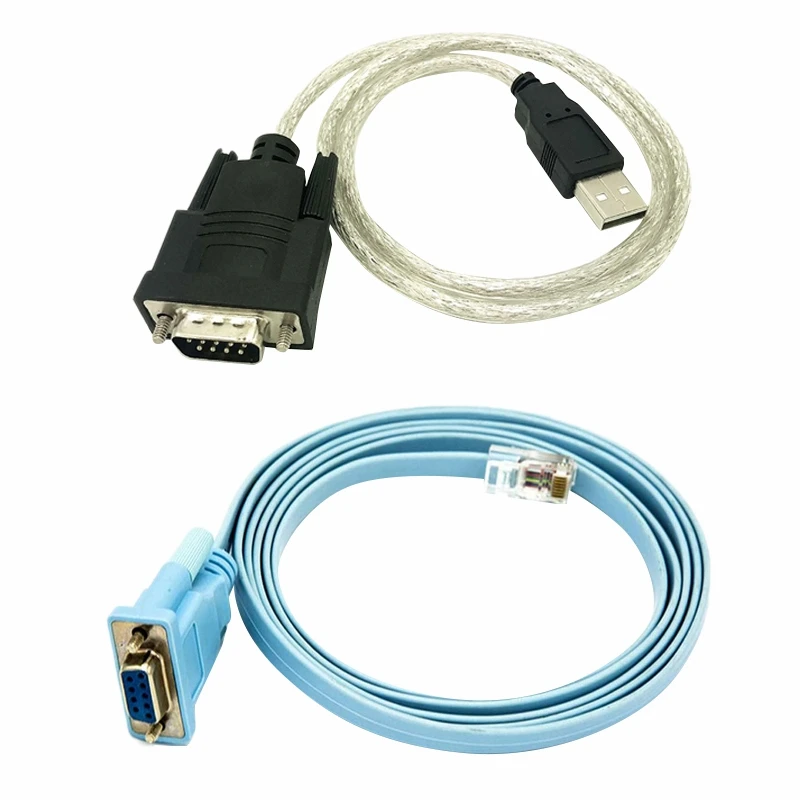 

RJ45 Network Cable Serial Cable Rj45 to DB9 and RS232 to USB (2 in 1) CAT5 Ethernet Adapter LAN Console Cable