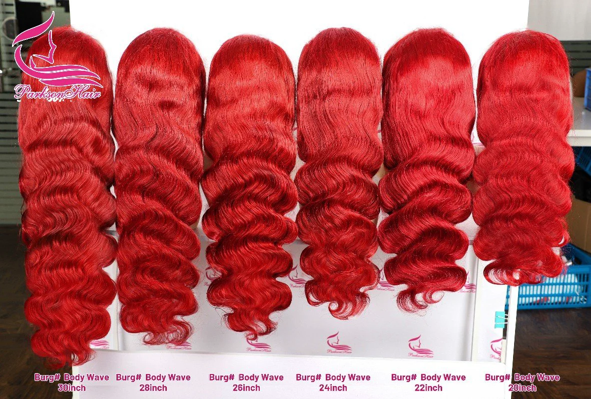 الجسم موجة 13x4 الدانتيل الجبهة خصلات الشعر المستعار الإنسان الساخن الأحمر البرازيلي الشعر الخام الملونة 613 خصلات الشعر المستعار الإنسان للنساء الأحمر الدانتيل شعر مستعار أمامي
