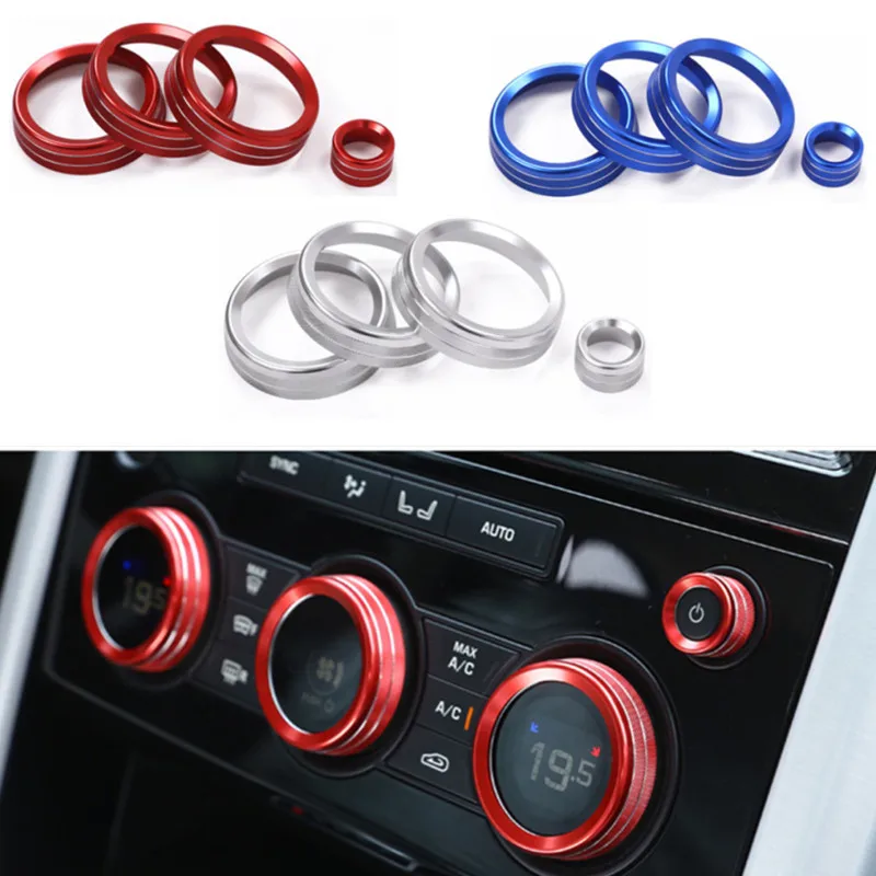 Car Air Conditioning Volume Knobs Audio Circle Cover Trim Ring For Land Rover Discovery 5 L462 LR5 2017 -2020 Alloy Accessories