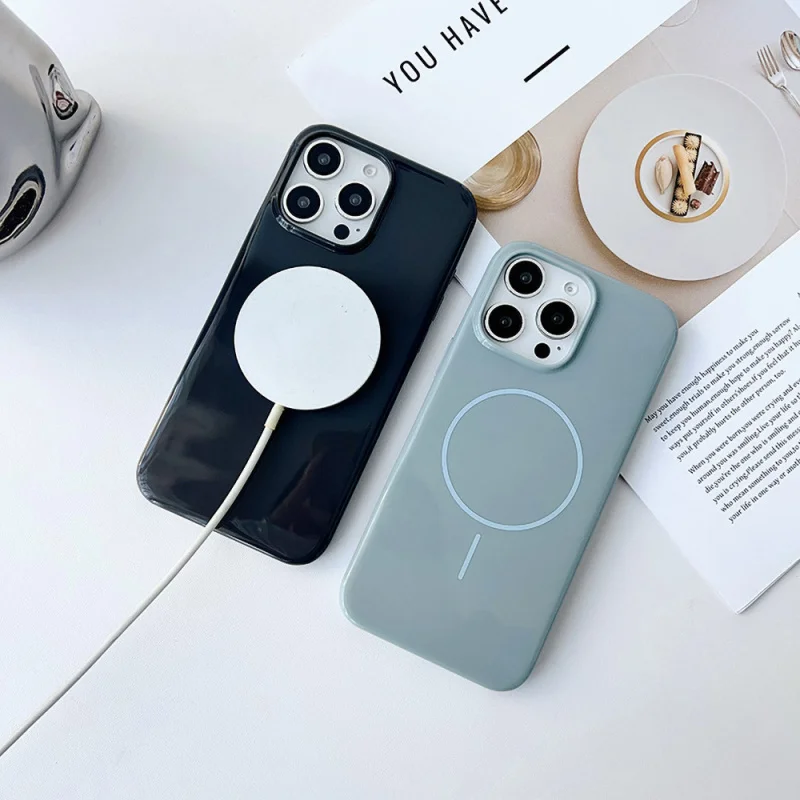 Succion magnétique à cercle fin mat pour PC souple, adaptée à l'iphone 16 15 14 13 12 11 PRO Pro max