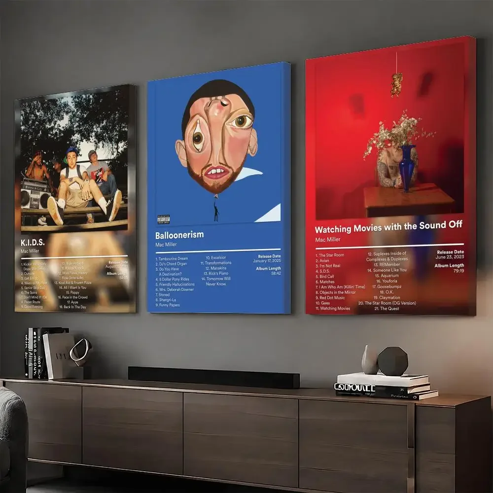 M-Mac Miller Album Cover Singer Painting Calligraphy HD Canvas Print Poster Wall Art | Optional Frame | Modern Hallway Decor