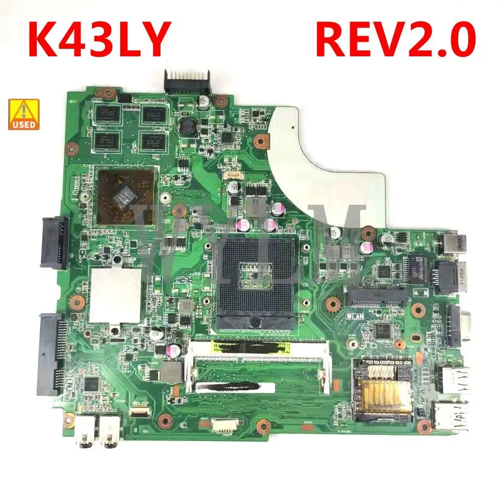 

K43LY Mainboard REV2.0 For ASUS K43LY A43LY X84HR K84HR Laptop Motherboard HM65 DDR3 100% Free Shipping Used