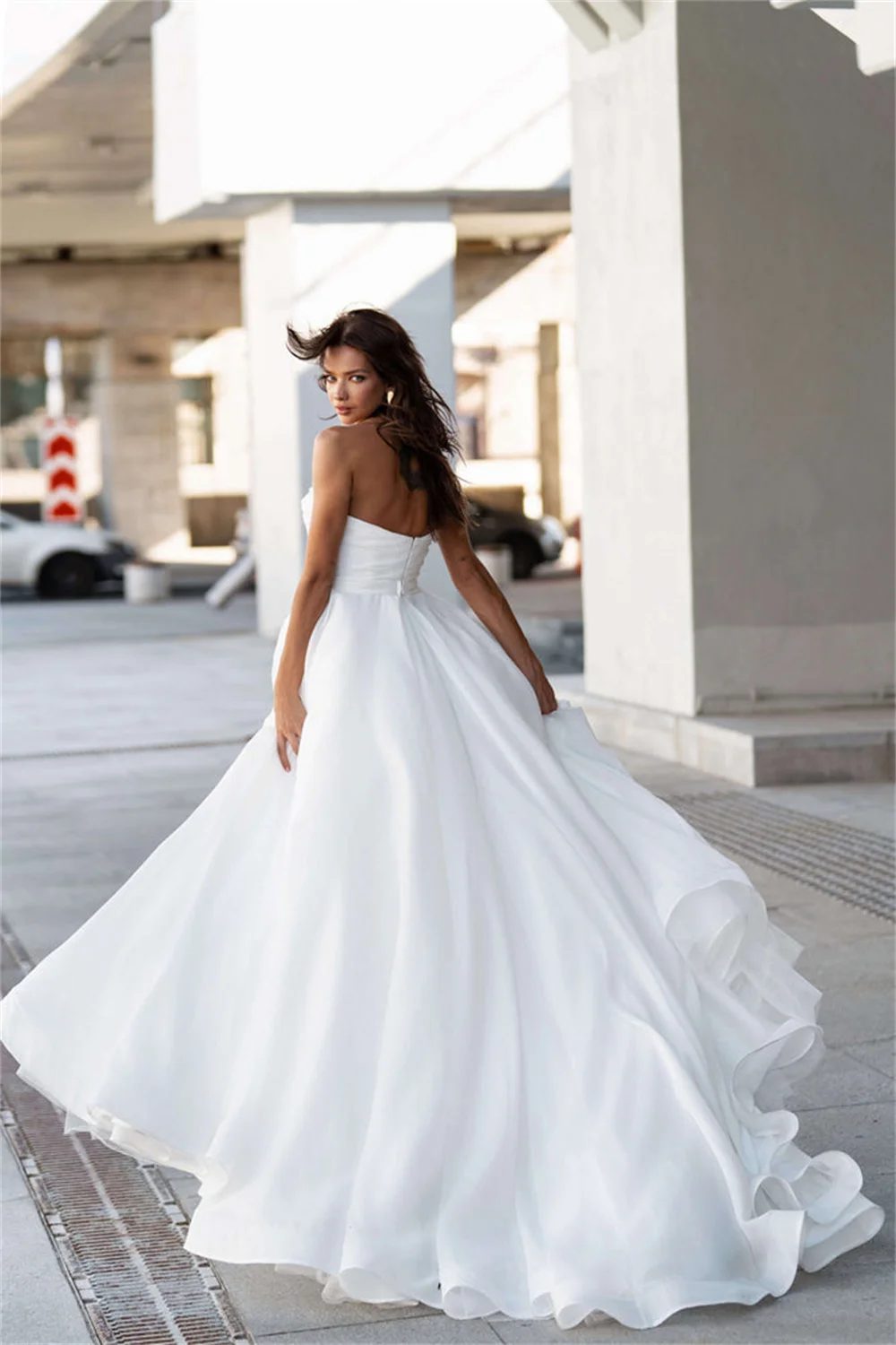 Customized White Strapless With Pearls A-line Wedding Dress Simple Sweetheart vestidos de novia Floor-length Formal Evening 2025 image 4