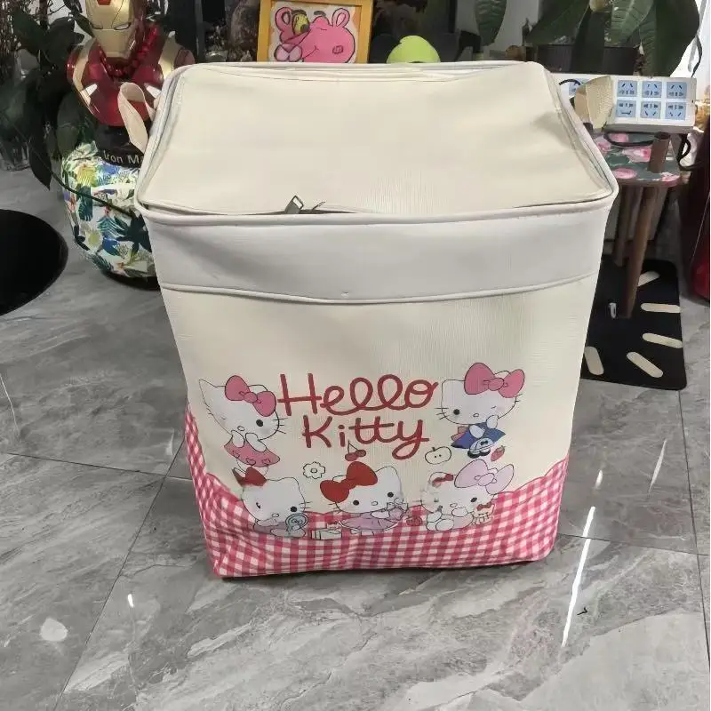 سلة تخزين مقاومة للماء من سانريو هالو كيتي سعة 120 لترًا للنساء، سحاب مزدوج قابل للطي للتخزين الموسمي مع صندوق حلقي فولاذي #1