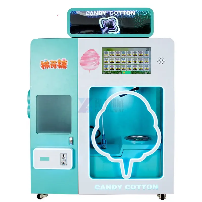 Popcorn Marshmallow Machine and Make Machine Automatic Cotton Magical Flossy Candy Floss Supermarket Vending Machine for Sale