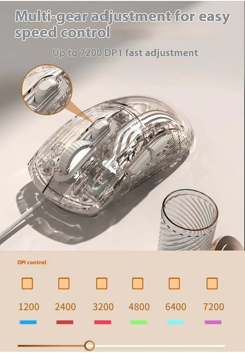 Qianxingzhe Q8 투명 블루투스 마우스。