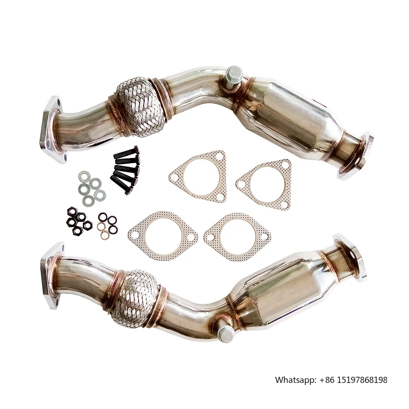 Tubo de descarga SS com tubo flexível para NISSAN 07+ 350z 370z G37 FX35 FX37 Q50 Q60 VQ35HR VQ37HR