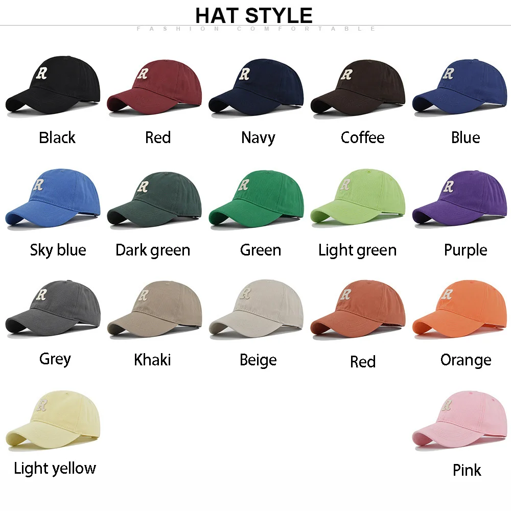 6 Panel  Colorful Trucker Cap Embroidery Letter R Baseball Cap Women Men Outdoor Cycling Travel Sun Protetion Curved Brim Hat