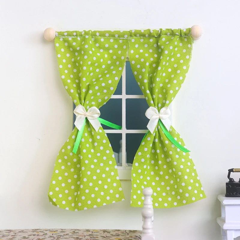 Cortinas florales dulces para casa de muñecas, modelo de muebles de simulación, decoración, casa de muñecas, accesorios de decoración de escena viva, 1/12