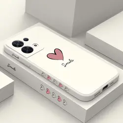 Big Red Heart Phone Case For OPPO Reno 8T 8Z 7 7Z 6 5 F19 F9 Pro 4G 5G Liquid Silicone Cover.