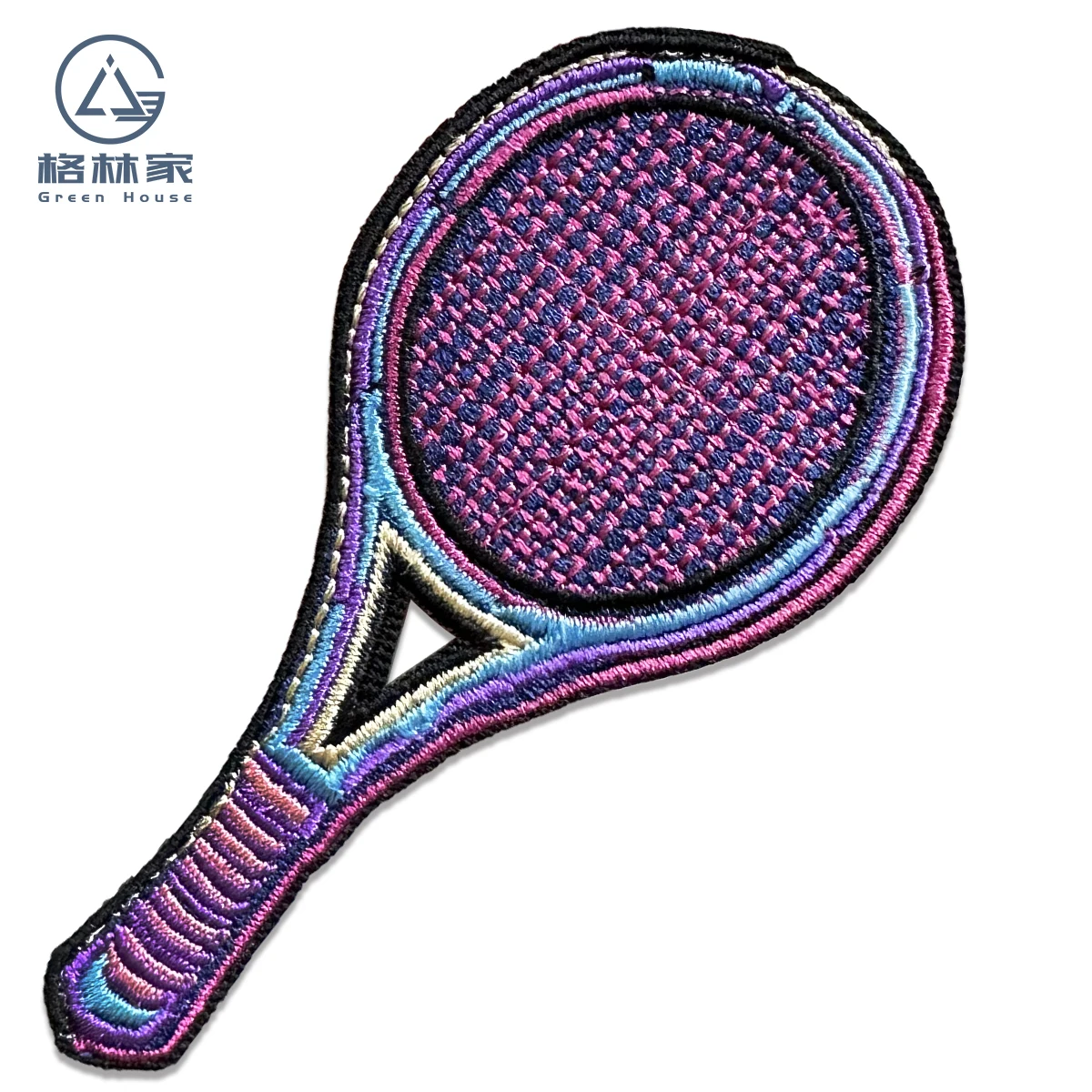 Purple Tennis Racket Embroidered Iron On Patches for Clothing Colorful Cool Fashion Young Girl Embroidery Patches Accessories