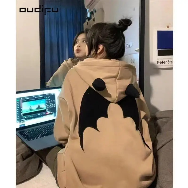 هوديس الشيطان النساء الرجال الظلام نمط خمر Harajuku هودي زمم كسول نمط البلوز الهيب هوب الشارع الشهير الاتجاه الشارع الشهير Y2k #5