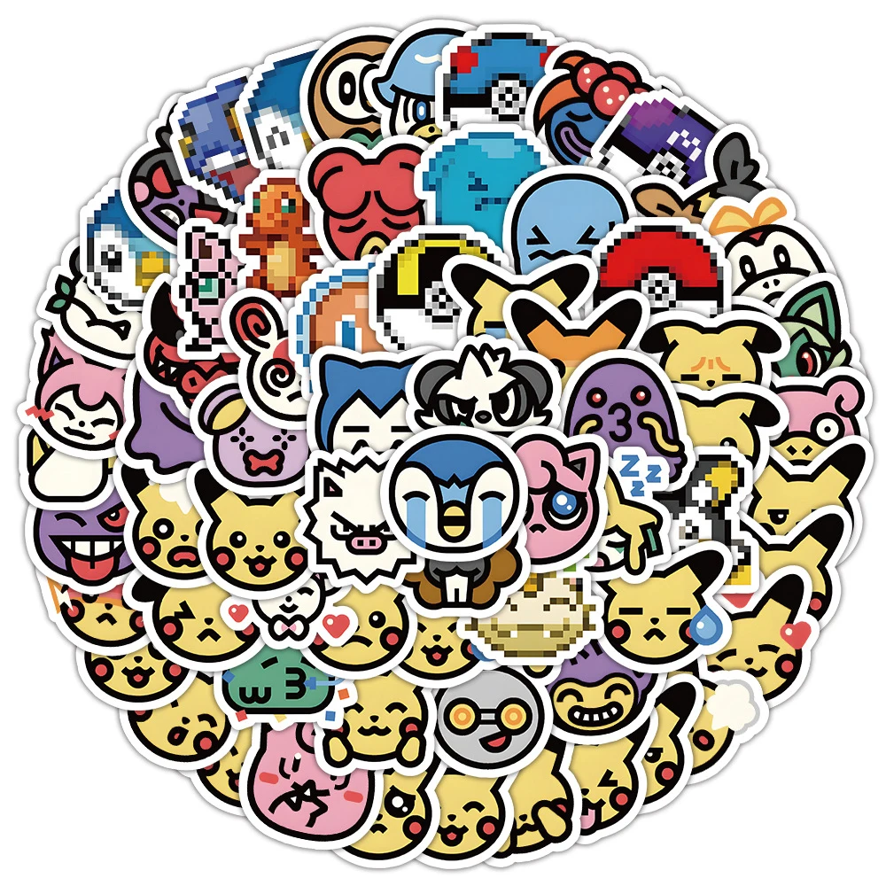 10/30/50/100pcs Cute Pokemon Anime Avatar Stickers Kawaii Pikachu Cartoon Kid Sticker Toy Luggage Stationery Phone Decals Decor