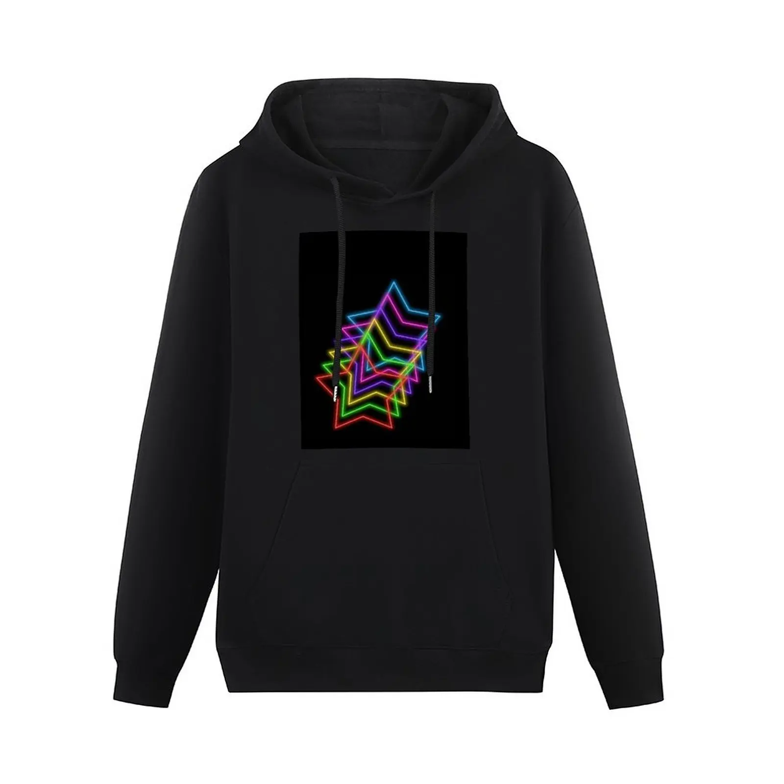 1980s Rainbow Neon Glowing Stars, Single Image Version Pullover Hoodie autumn jacket men streetwear men pullover hoodies