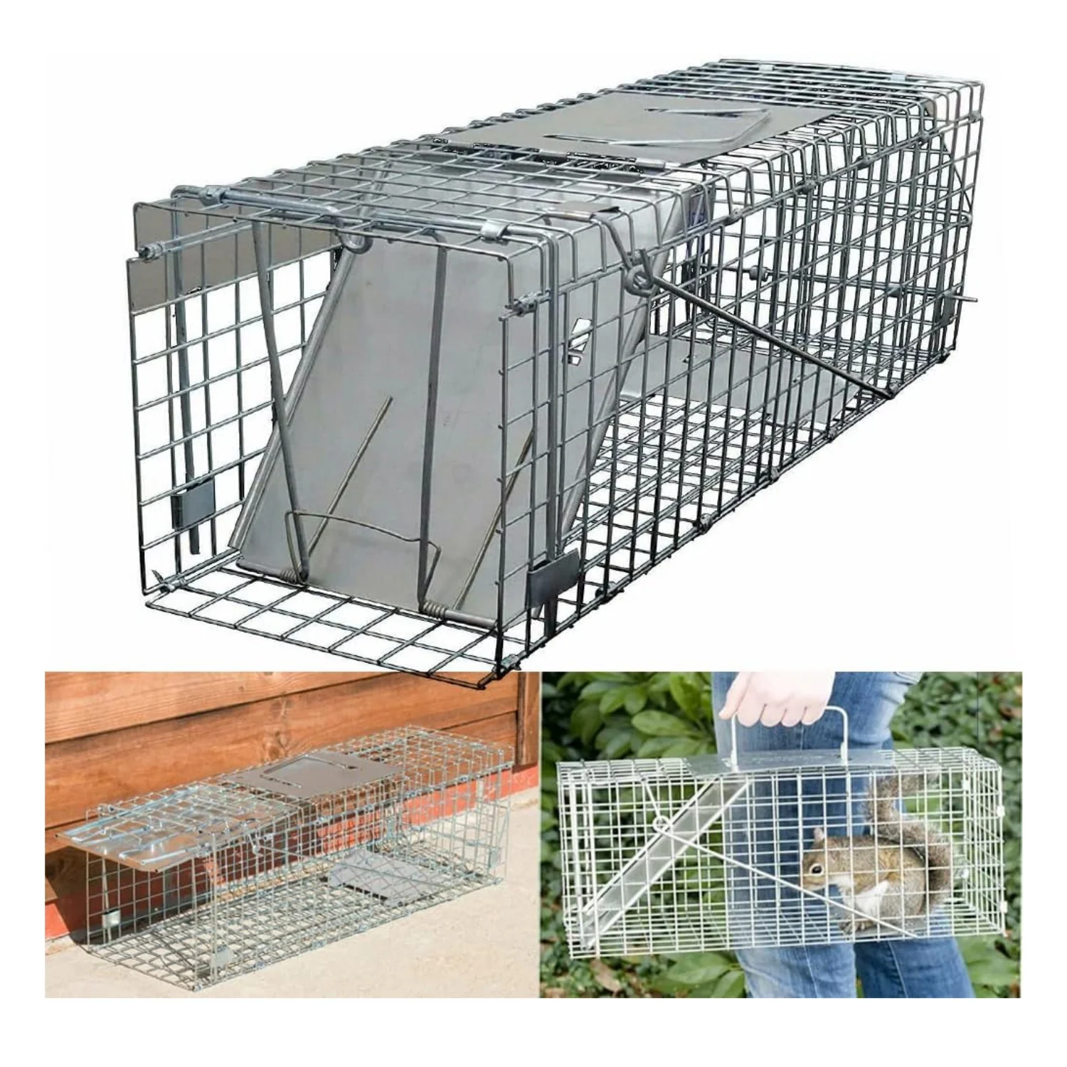 BRIEFNESS Trampa para animales Trampa para animales Jaula Pequeña captura humana Liberación Trampa para animales vivos Trampa para ratones Jaula para conejos Trampa para ratas de malla