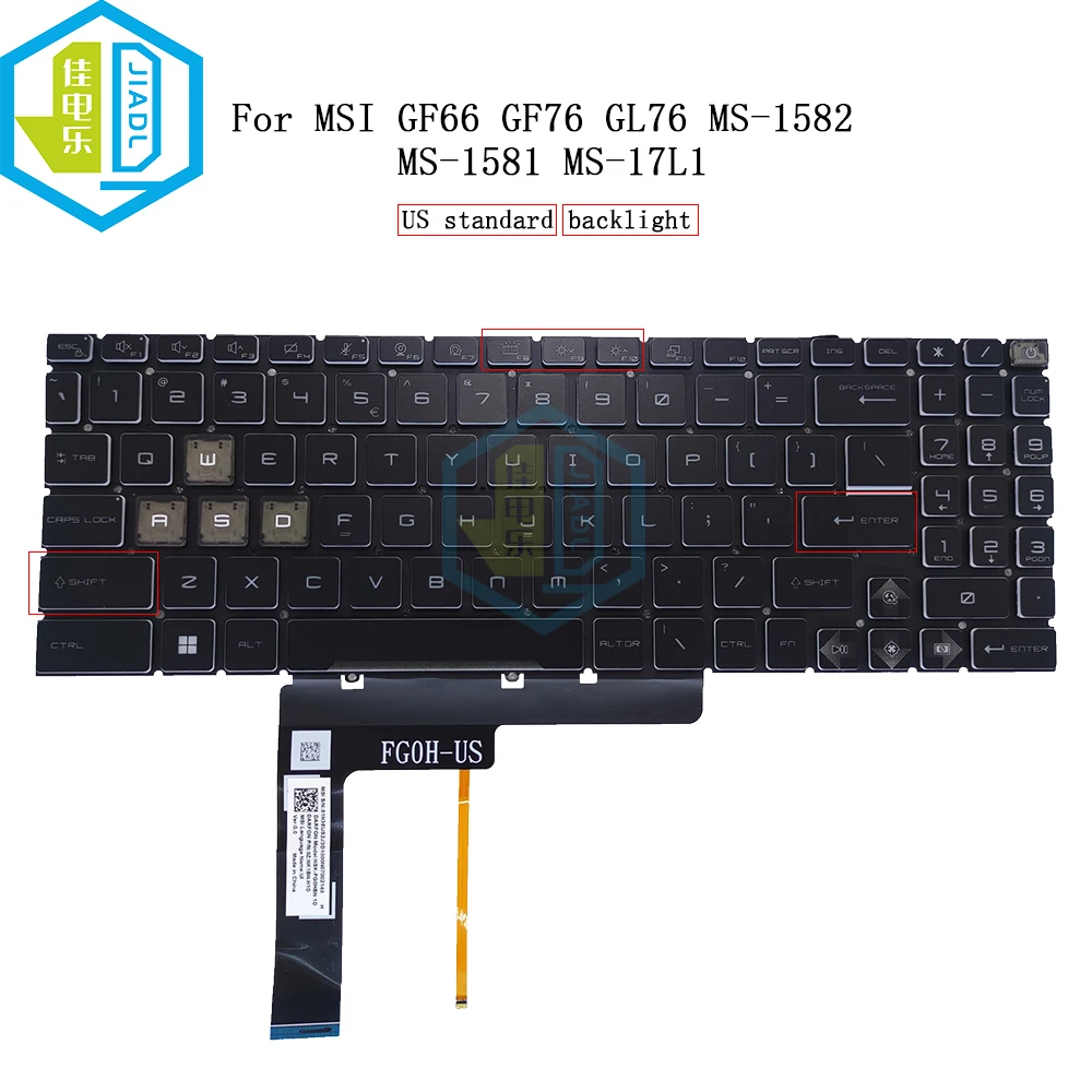 US RU RGB Backlit Keyboard For MSI Katana GF66 GF76 Pulse GL66 GL76 MS-1582 MS-1581 1583 MS-17L1 17H3 English Russian NSK-FG1ABN