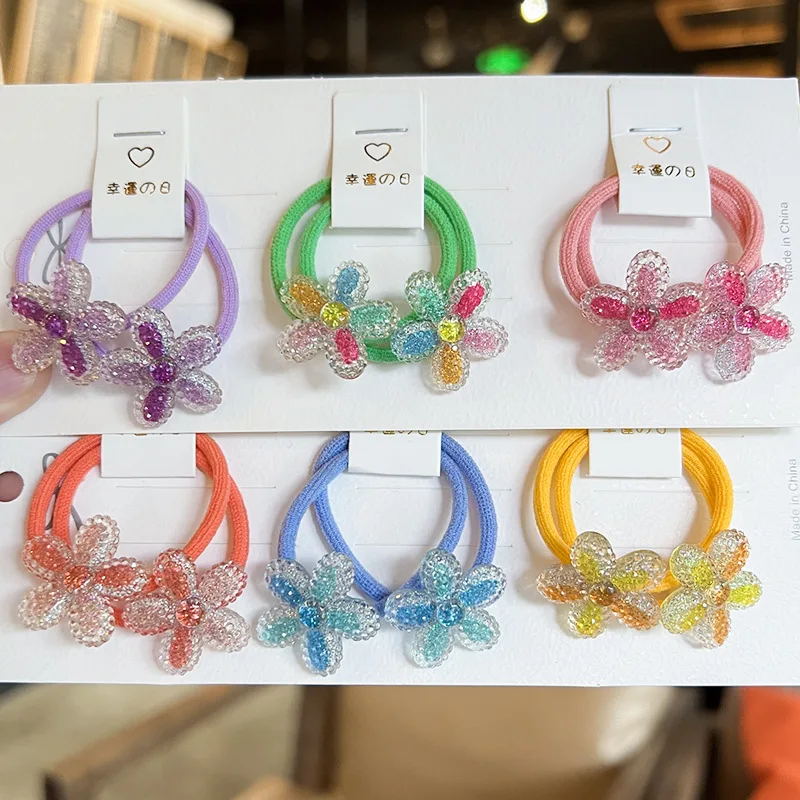 

Colorful Flower Hair Ties for Kids Cute Elastic Ponytail Holders Korean Style Non Slip High Elasticity