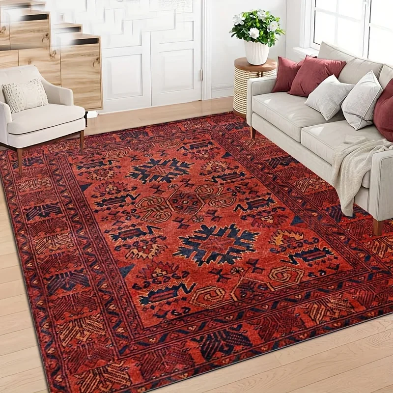 

Luxury Vintage Persian Pattern Rug | Polyester, Machine Washable, Suitable for Living Room, Bedroom, Study, Balcony