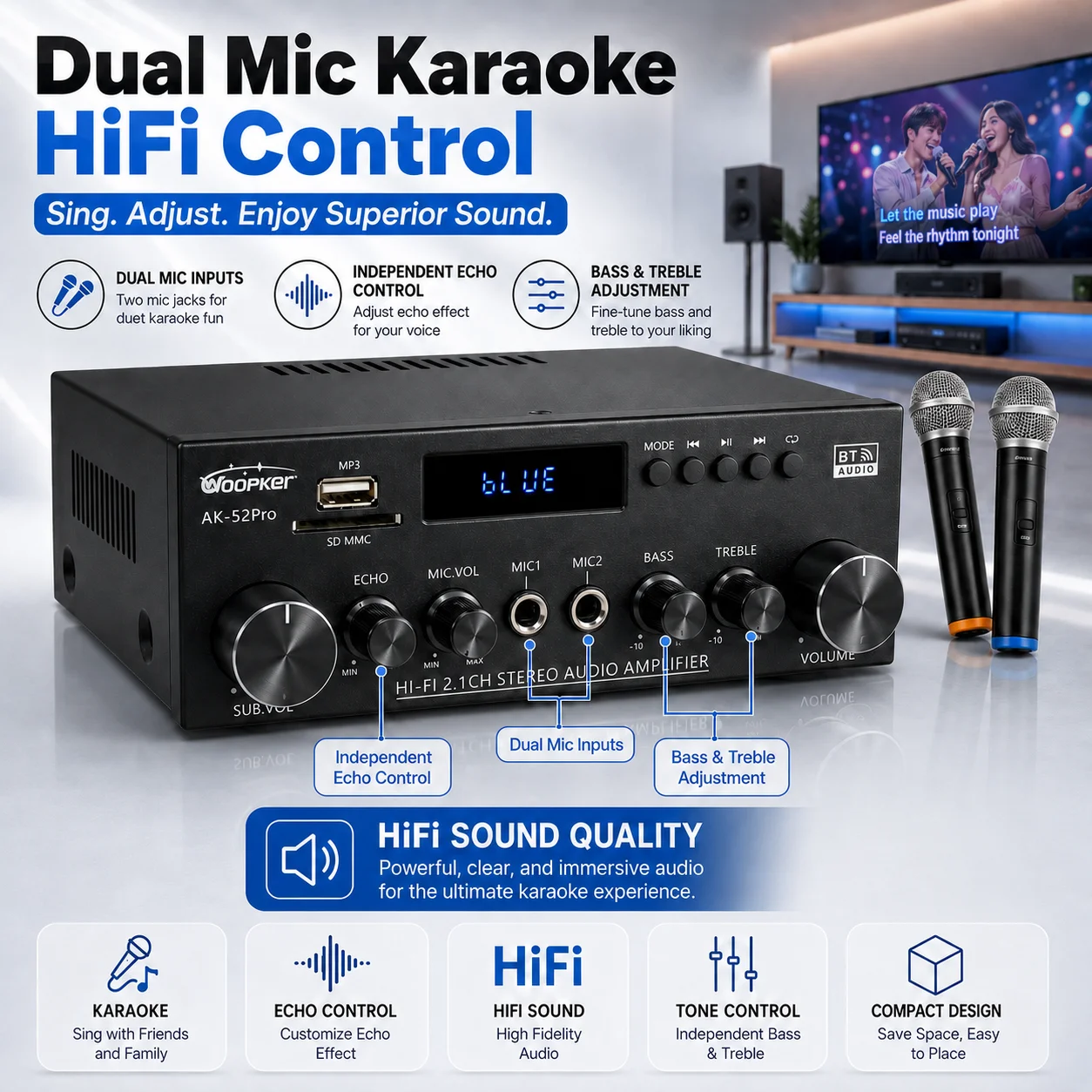 우프커 AK52 프로 2.1 채널 하이파이 스테레오 사 - Home Cinema Yamaha 리뷰 및 가격