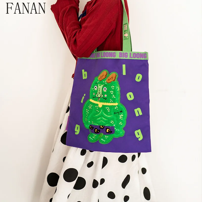 

Sweet and Cute Embroidered Single Shoulder Bags for Women Elegant Girls Casual Canvas Bag 2026 New