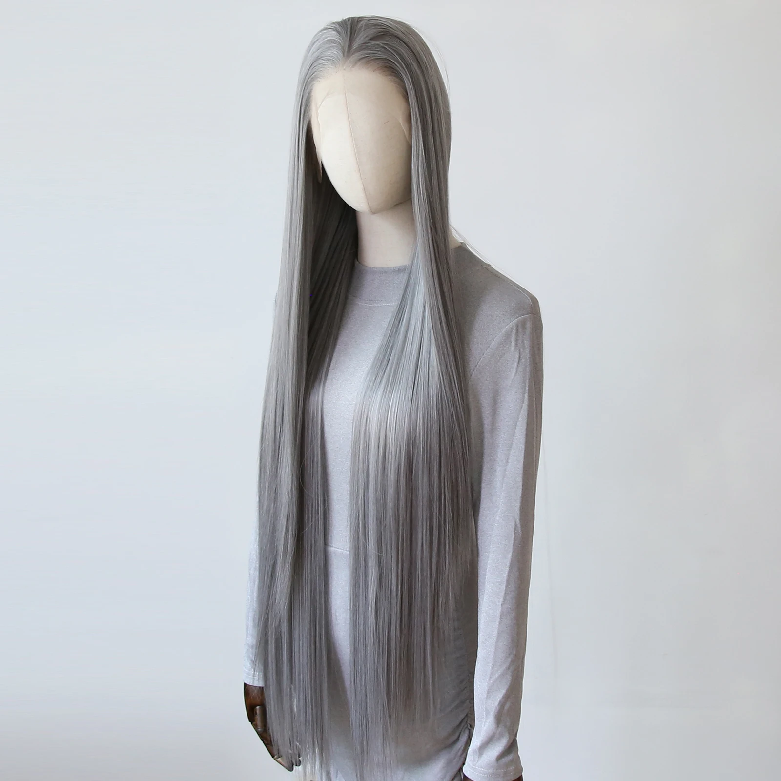 

Бабушка Серый Синтетический Парик Фронта Шнурка 40 Длинный Прямой Парик Средний Серый Синтетический Парик Фронта Шнурка Предварительно Сорванные Натуральные Волосы