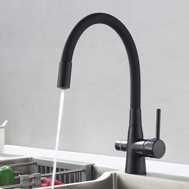 

Black Swivel Black Kitchen Faucet Kitchen Sink Faucet Cold Hot Water Mixer Pure Drinking Water Filter Tap Taps
