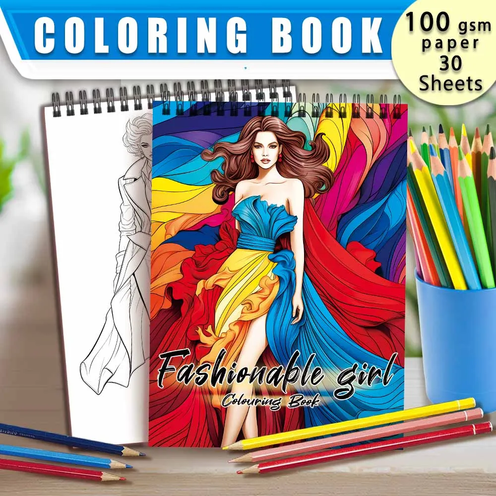 Spiral Coloring book -30 Sheets adult coloring book, 11.2 x 8.3 inches, 100g thick paper, drawing book, homecoming holiday gift