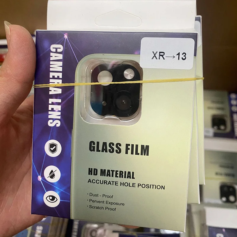 Fake Camera Lens Seconds Change For iPhone XR to 13 13mini Back Film Phone Alloy Sticker Protector Cover with Retail Box