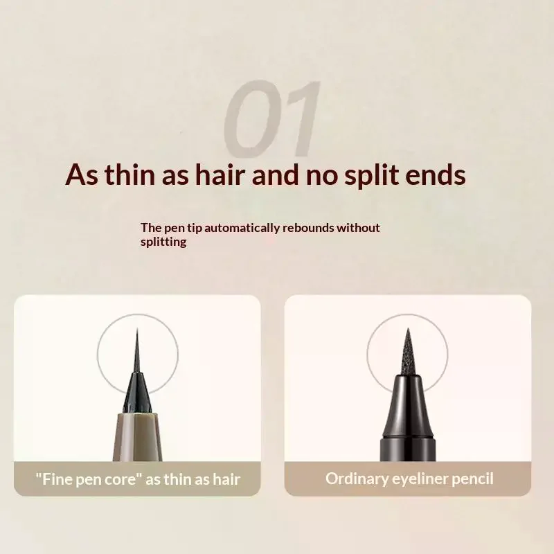 Eyeliner liquido 0,01 mm Eyeliner baco da seta impermeabile super sottile Asciugatura rapida Resistente al sudore Lunga durata Trucco occhi senza sbavature