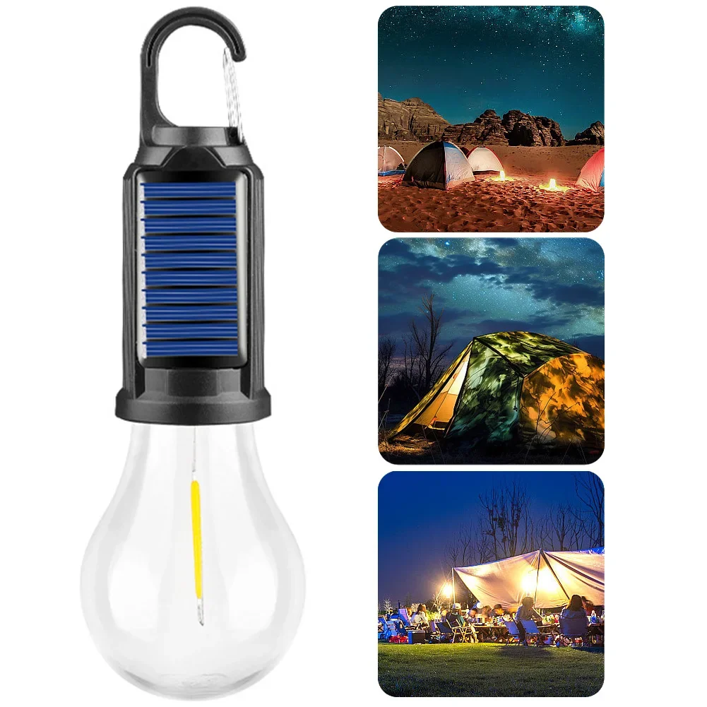 Solar Powered LED Camping Lamp USB Charging LED Lighting Lantern Waterproof Portable Handheld Lamp 100LM for Outdoor BBQ Camping