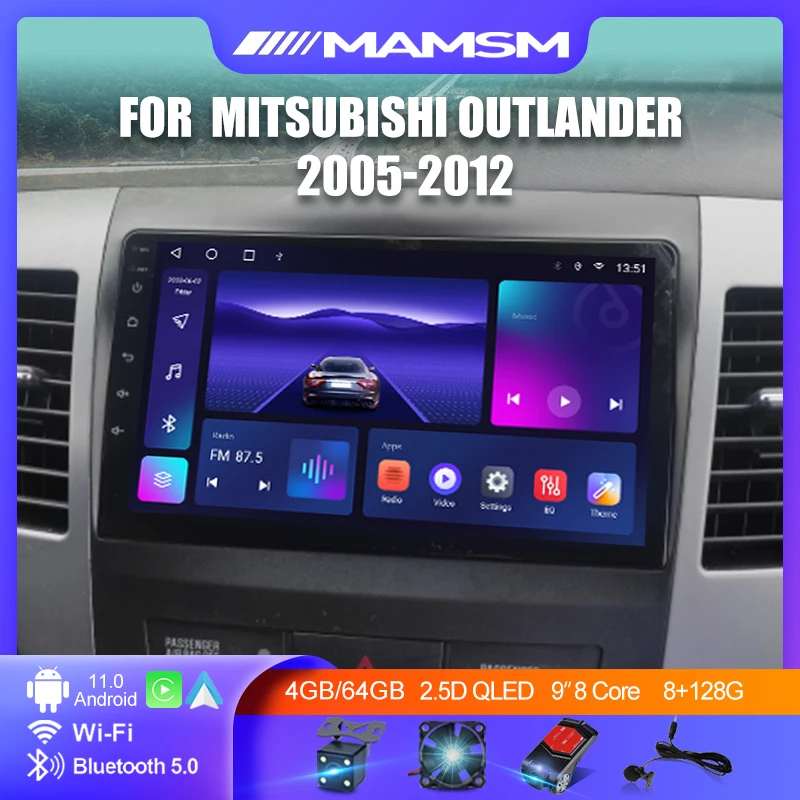 

Android 12 Car Radio For Mitsubishi Outlander 2005 - 2012 Multimedia Video Player GPS Carplay Autoradio Player 8+128G Head Unit