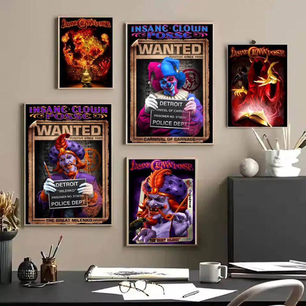 مجموعة الموسيقى I_Insane مهرج P_Posse HD قماش الكتان المشارك جدار الفن يطبع لغرفة المعيشة غرفة نوم مكتب هدية تزيين المنزل