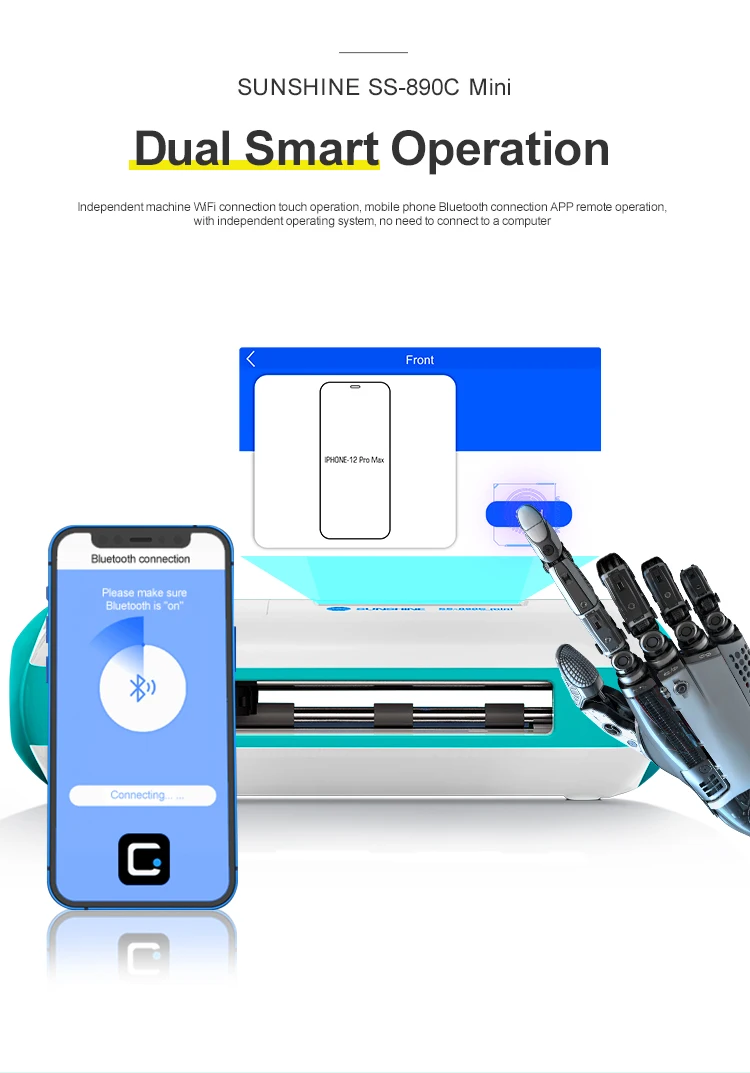 SUNSHINE SS-890C-MINI Hydrogel Film Cutting Machine Support For All Models Screen Under 11 Inches Protective Film Smart Cut Tool