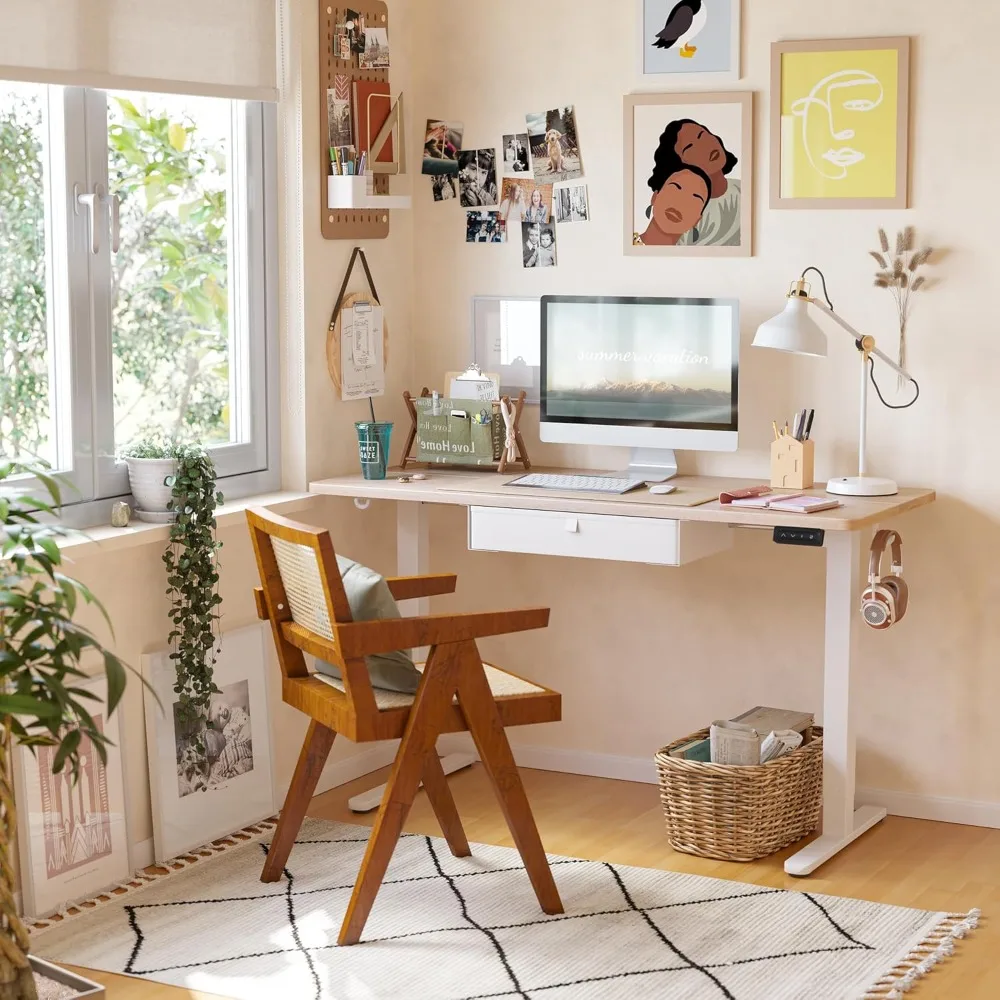 

Standing Desk with Drawer, Adjustable Height Electric Stand up Desk with Storage, Sit Stand Home Office