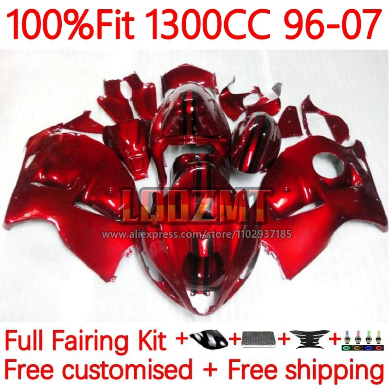 Metallic Red Injection For SUZUKI Hayabusa GSXR1300 GSXR 1300 CC 96 97 98 99 00 01 02 2003 2004 2005 2006 2007 Fairing 170No.0