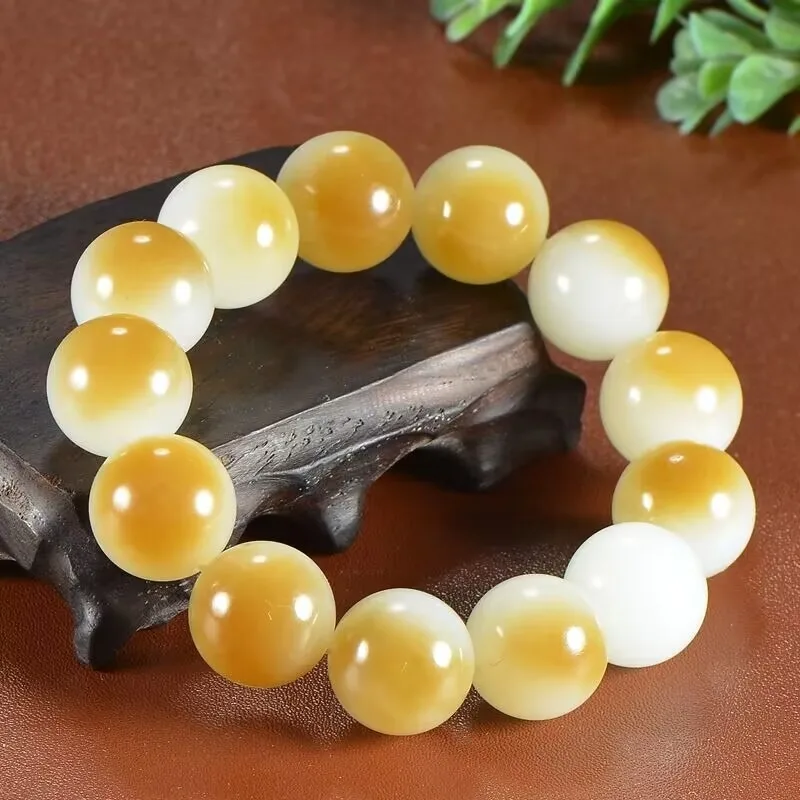 

Natural White Jade Round Bead Bracelet, Exquisite, Fashionable and Versatile Jewelry for Both Men and Women