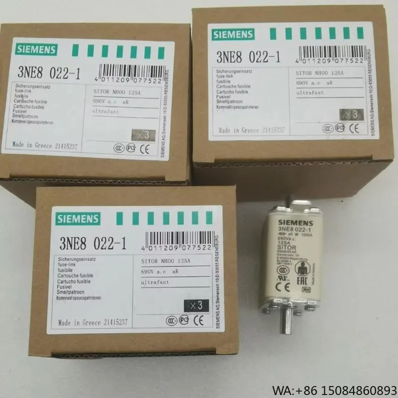 

3PCS Box Solar Fuse 125A 690V 3NE8 0221 for Industrial Automation PLC XR Power Distribution Protection