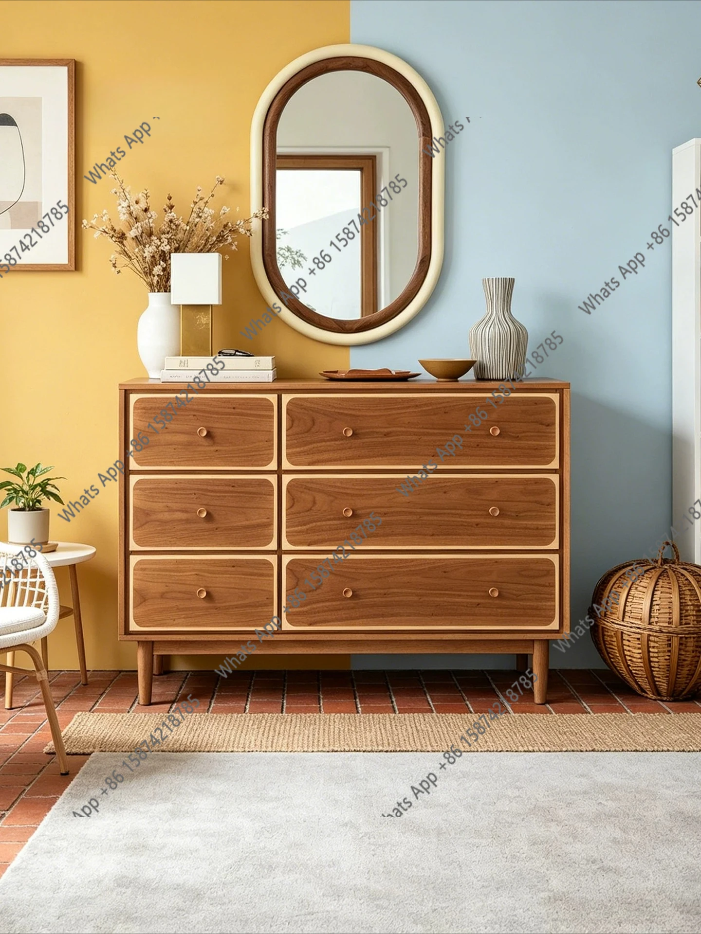 

designer second-hand chest of drawers, home bedroom, six-chest of drawers, living room, sideboard, light luxury storage cabinet,