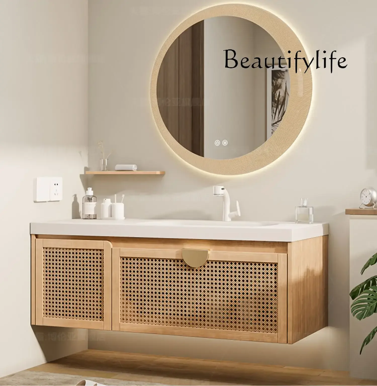 Basin rattan log amazed silence wind bathroom cabinet combination bathroom sink hand wash basin