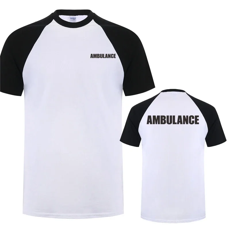 Ambulance T Shirt Summer Men Cotton Short Sleeve Rescue Ambulance Driver T-shirts Mans Clothes Tops OT-003