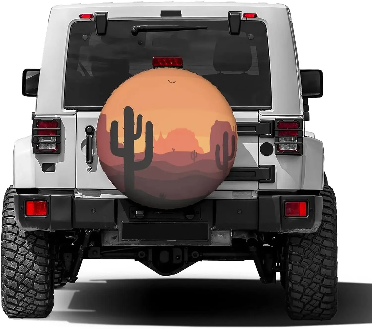 Funny Desert Sunset Cactus Pattern Spare Tire Cover Wheel Protectors Water Dustproof Universal Fit for SUV Truck Camper Travel