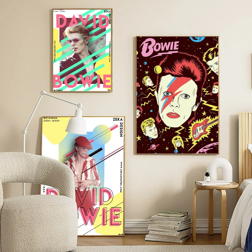 British Rock Singer D-David_B-Bowie Self-adhesive Art Poster Retro Kraft Paper Sticker DIY Room Bar Cafe Stickers Wall Painting