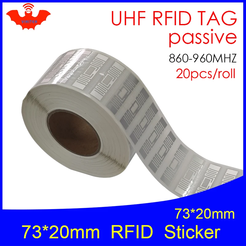 

UHF RFID tag sticker NXP U8 73x20mm wet inlay 915mhz868mhz 860-960MHZ EPC 6C 20pcs free shipping adhesive passive RFID label