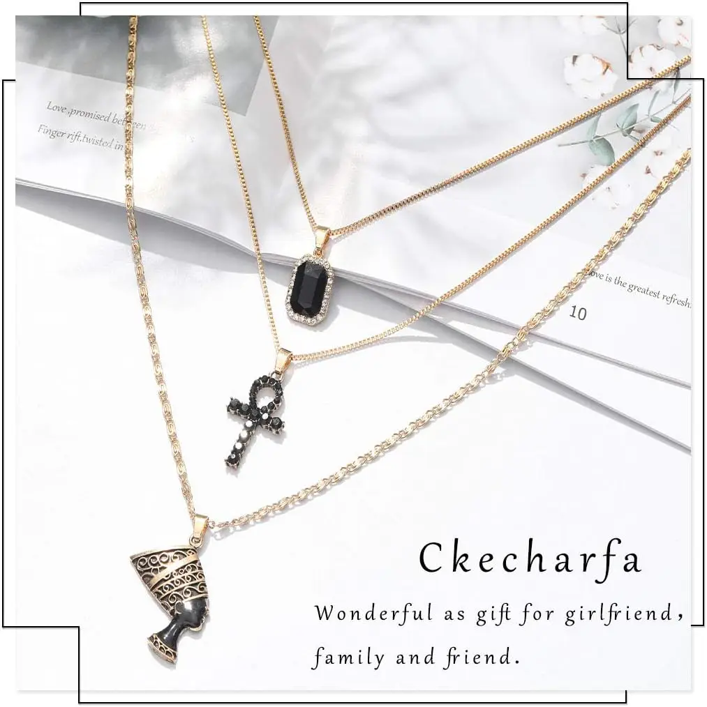 بوهو أفريقيا الطبقات القلائد الذهب القوطية نفرتيتي الملكة المصرية قلادة الأحجار الكريمة المختنق الهذيان حفلة ضبط سلسلة عنق مجوهرات