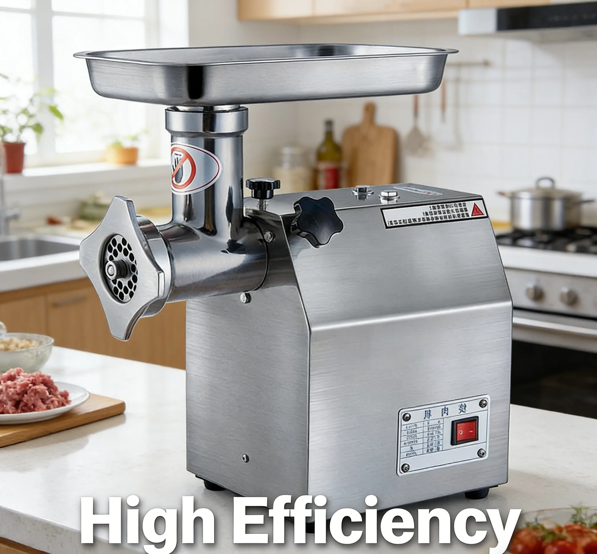 New Best Selling Commercial Electric Stainless Steel Meat Grinder High Efficiency Durable Blade Parts 5L Capacity Home Kitchen