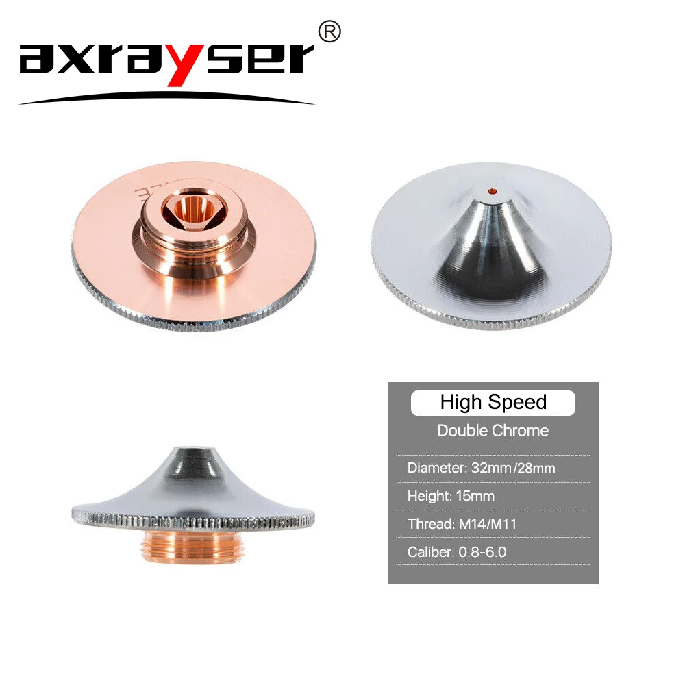 High Speed Laser Nozzles D28 32mm M11 M14 Single Double Layer Chrome Plated for Raytools WSX HSG HANS Precitec Laser Head Parts